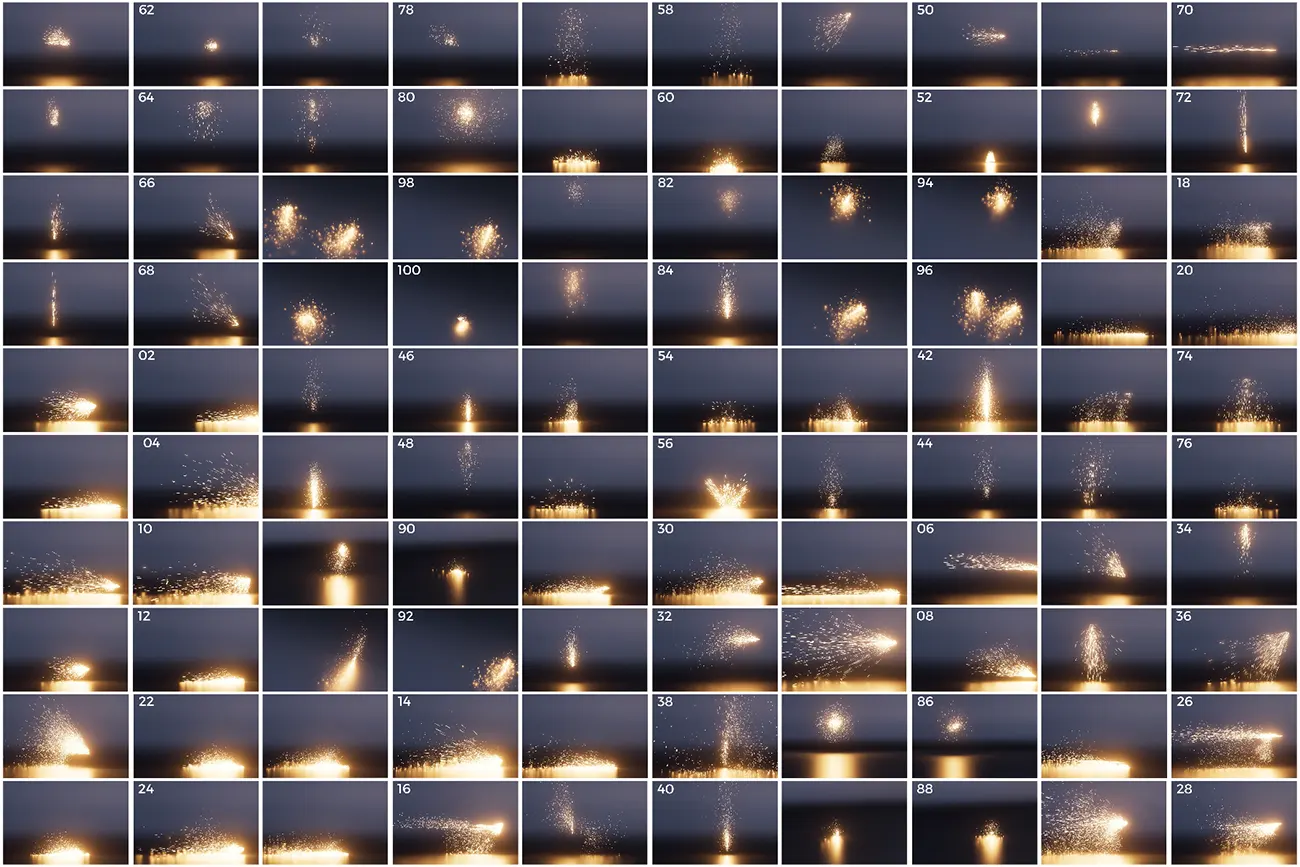 火花特效3D资源 百种喷射爆散粒子超写实模型整合包(.abc动画模型)