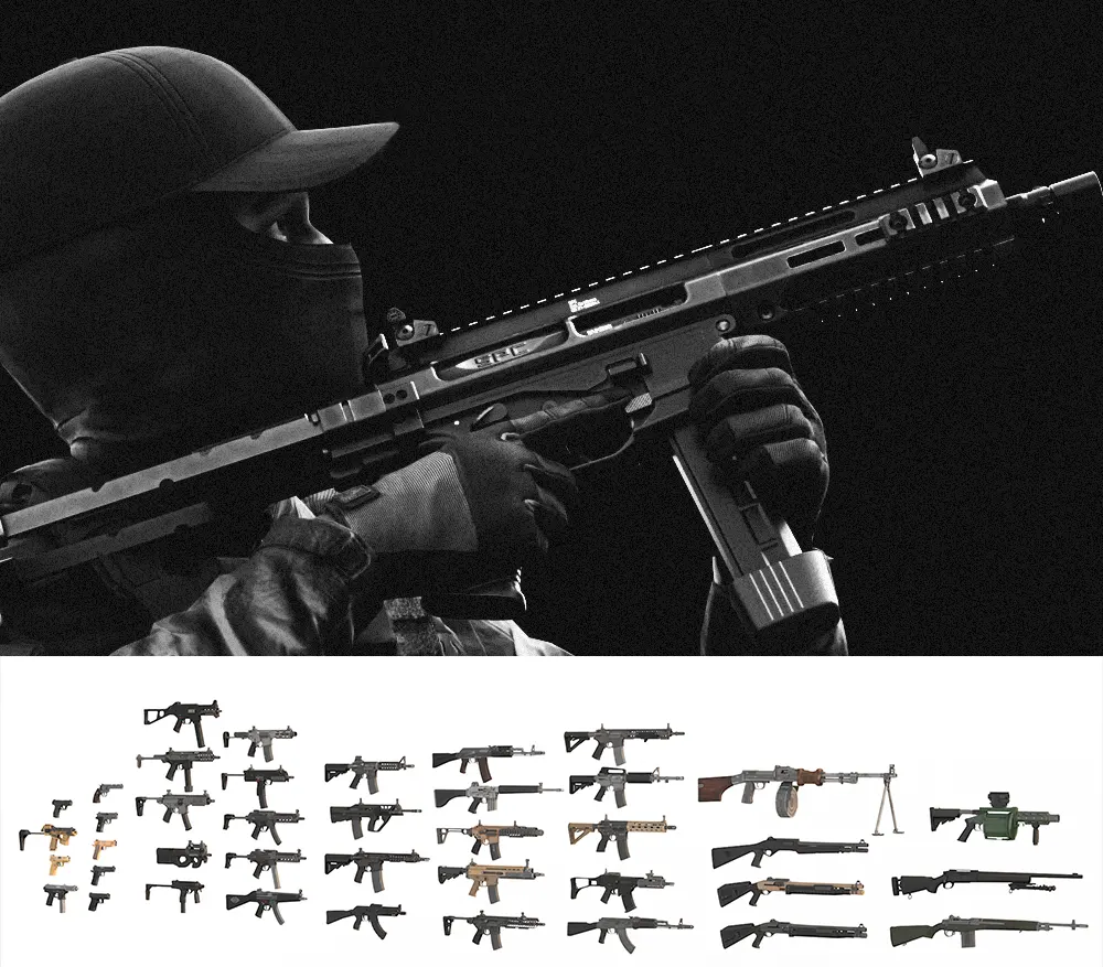 含贴图优化渲染支持Blender C4D FBX OBJ多格式的全类型警用军用枪械3D模型 大全Ready or Not - Weapons Pack