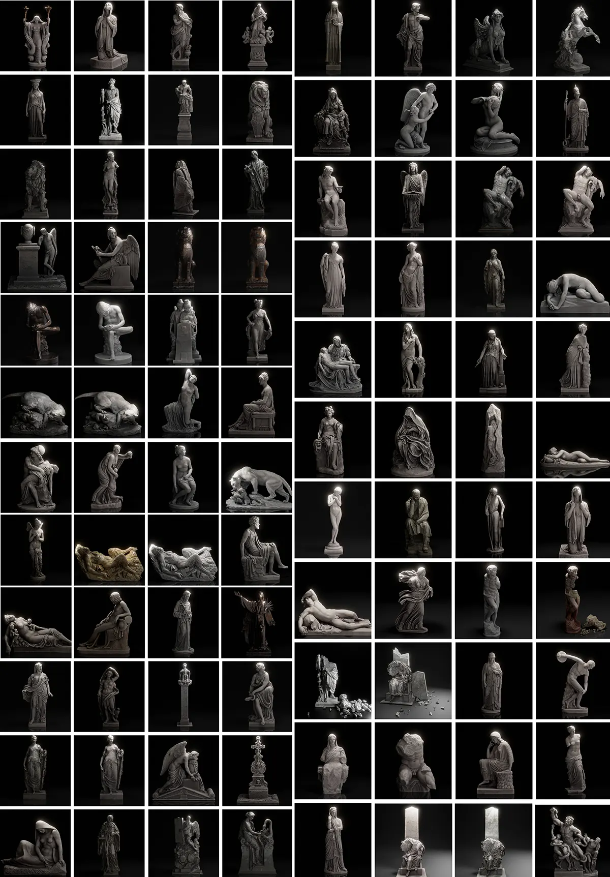 95组数字艺术家必备古罗马神话与历史人物雕塑3D模型合集如沉睡的赫马佛洛狄忒斯等100+ Scaned Famous Statues in Rome 3D Models Pack