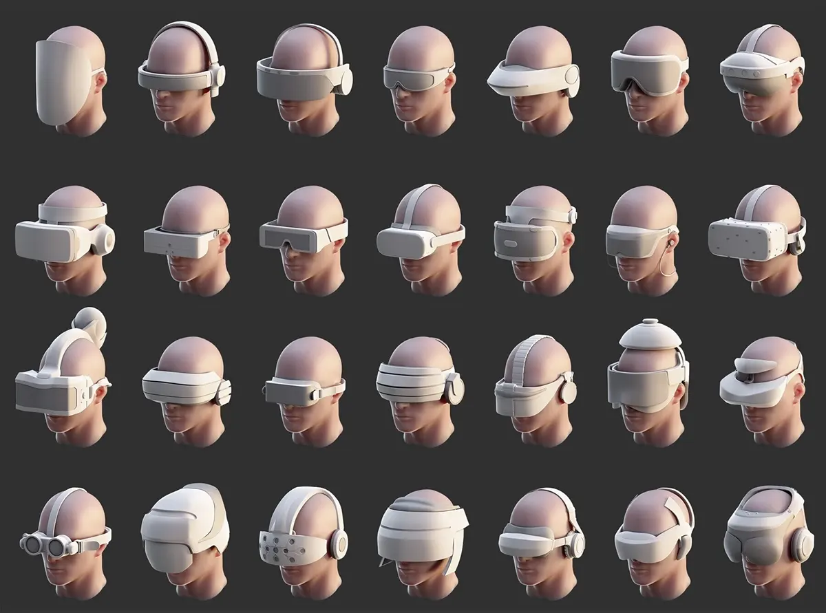 多样化未来科技VR头戴式设备三维数字模型合集-支持多平台渲染与个人商业项目使用VR Glasses and HeadSet - Base Mesh vol.11