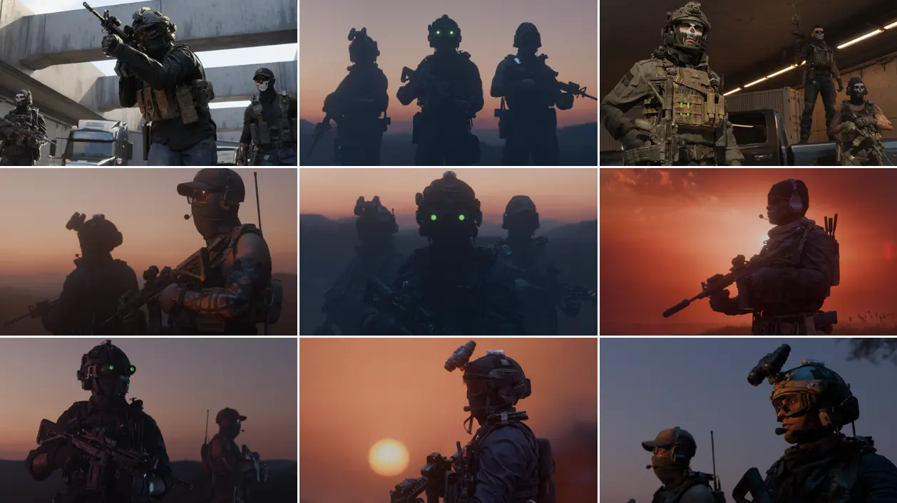 4K贴图特种部队战士角色模型含42种Pose动作80+模块化组件自由搭配BMS-shadow unit